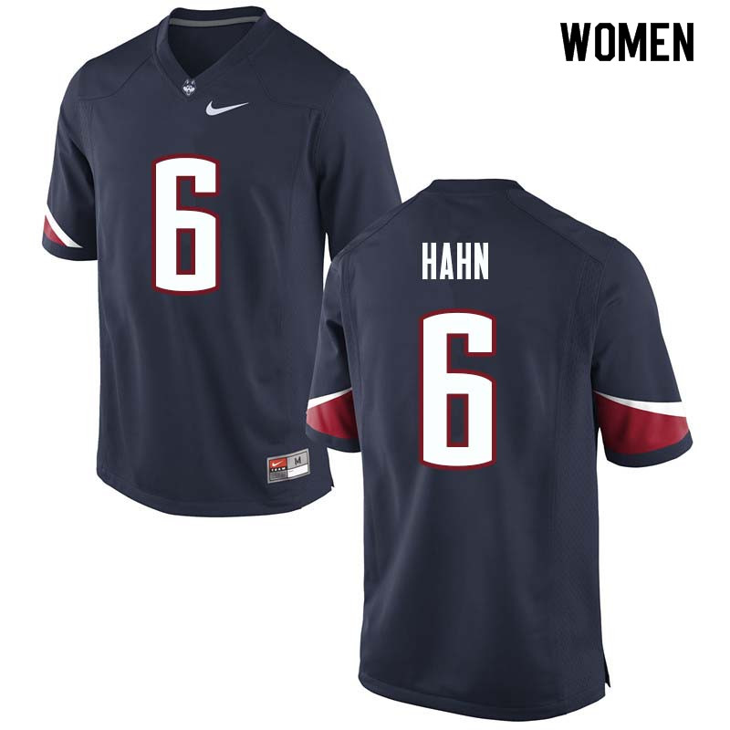 Women #6 Eddie Hahn Uconn Huskies College Football Jerseys Sale-Navy